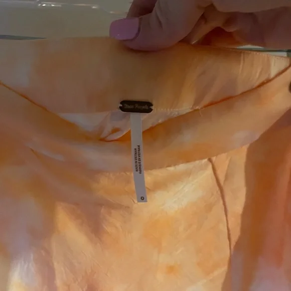 Free People NWT Womens Skirt Martine Flirt Orange Tie Dye Mini Size 0 Summer - Picture 7 of 8